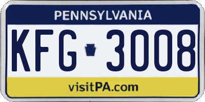 PA license plate KFG3008