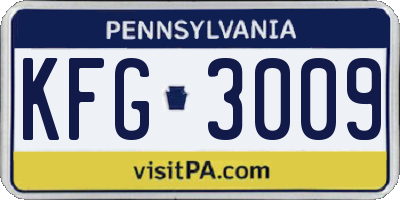 PA license plate KFG3009