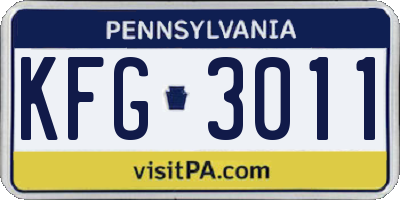 PA license plate KFG3011