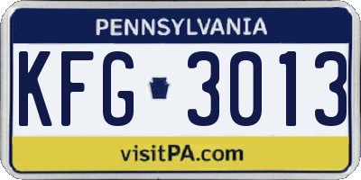 PA license plate KFG3013