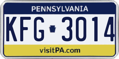 PA license plate KFG3014