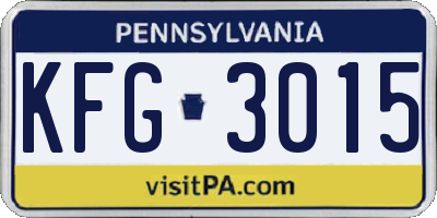 PA license plate KFG3015