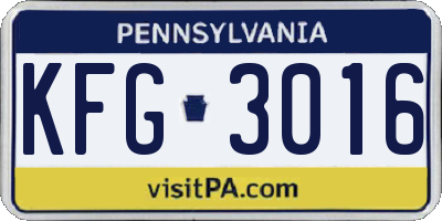 PA license plate KFG3016