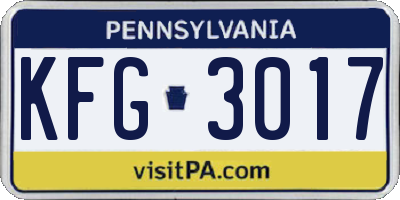 PA license plate KFG3017