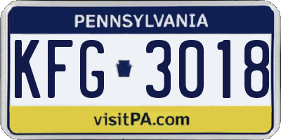 PA license plate KFG3018