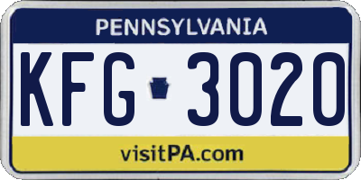 PA license plate KFG3020