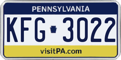 PA license plate KFG3022
