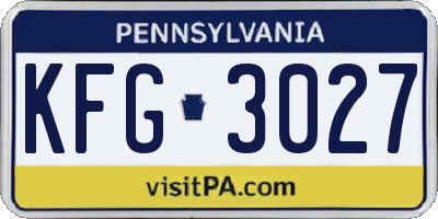 PA license plate KFG3027