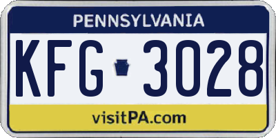 PA license plate KFG3028