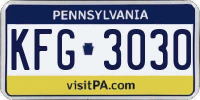 PA license plate KFG3030