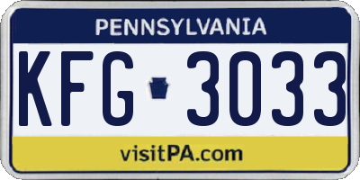 PA license plate KFG3033