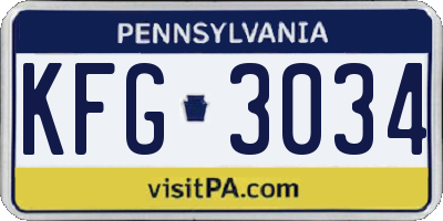 PA license plate KFG3034