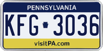 PA license plate KFG3036