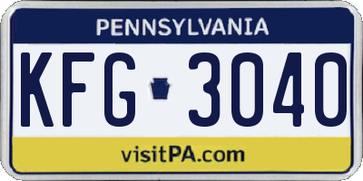 PA license plate KFG3040