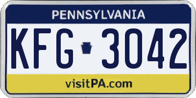 PA license plate KFG3042
