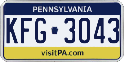 PA license plate KFG3043