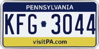 PA license plate KFG3044
