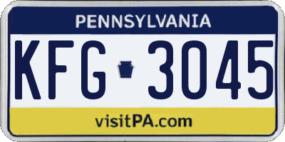 PA license plate KFG3045