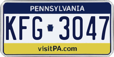 PA license plate KFG3047