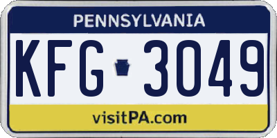 PA license plate KFG3049