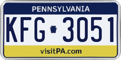 PA license plate KFG3051