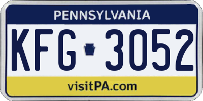 PA license plate KFG3052