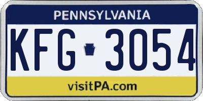 PA license plate KFG3054