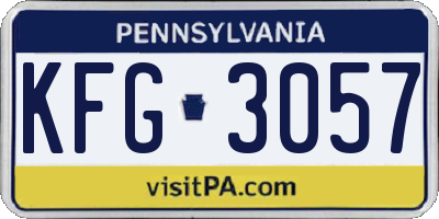 PA license plate KFG3057