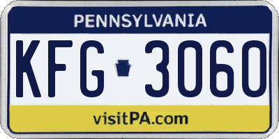 PA license plate KFG3060