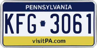 PA license plate KFG3061