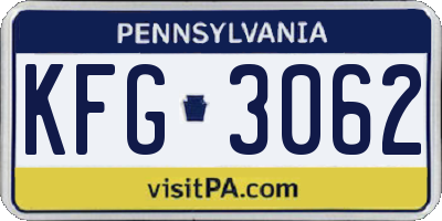 PA license plate KFG3062