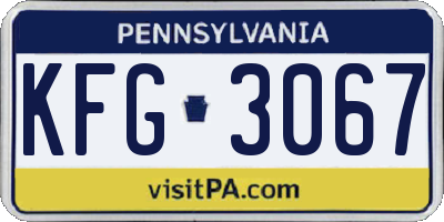 PA license plate KFG3067