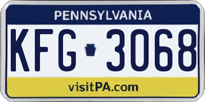 PA license plate KFG3068