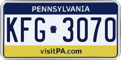 PA license plate KFG3070
