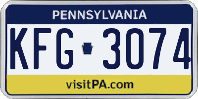 PA license plate KFG3074
