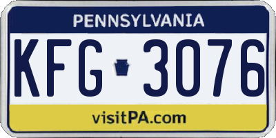 PA license plate KFG3076