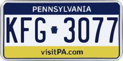 PA license plate KFG3077