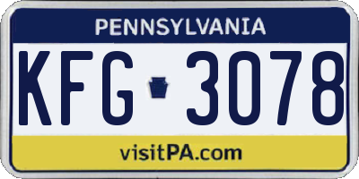 PA license plate KFG3078