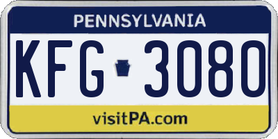 PA license plate KFG3080