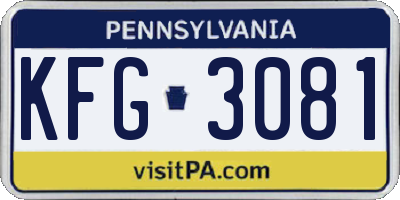 PA license plate KFG3081