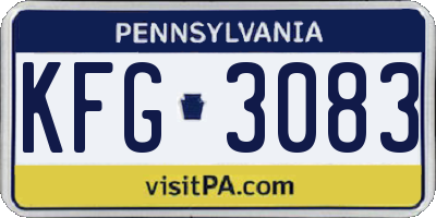 PA license plate KFG3083