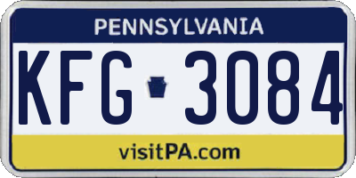 PA license plate KFG3084