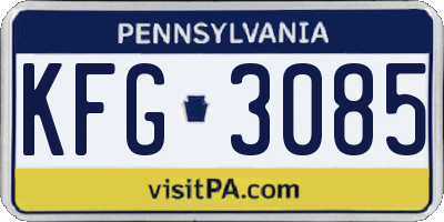 PA license plate KFG3085