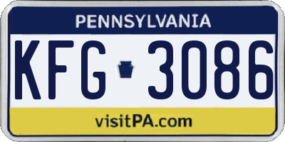 PA license plate KFG3086
