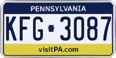 PA license plate KFG3087