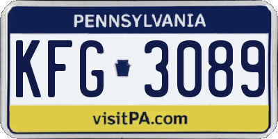 PA license plate KFG3089