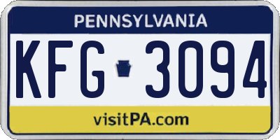 PA license plate KFG3094