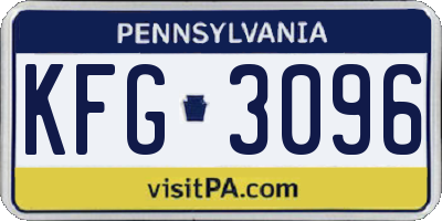 PA license plate KFG3096