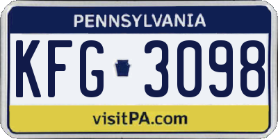 PA license plate KFG3098