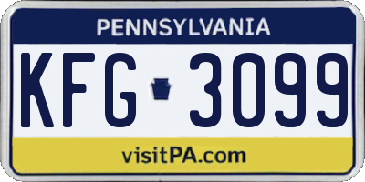 PA license plate KFG3099